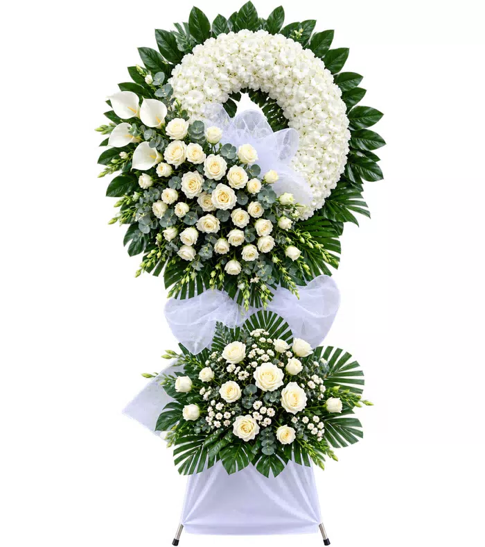 Kệ hoa viếng hồng trắng, vòng viếng trắng