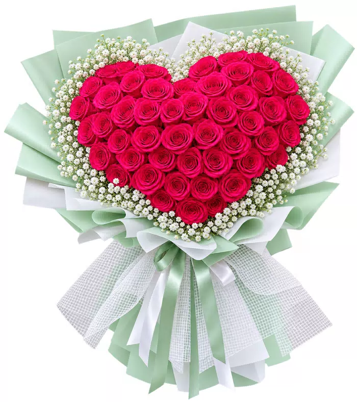 Bó hồng đậm trái tim
