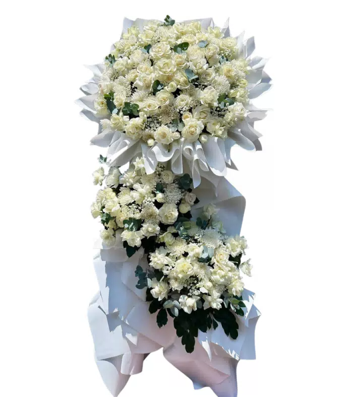 Kệ hoa viếng trắng kem