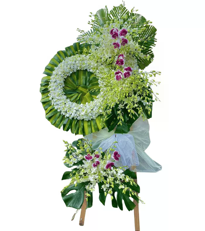 Kệ hoa viếng trắng xanh