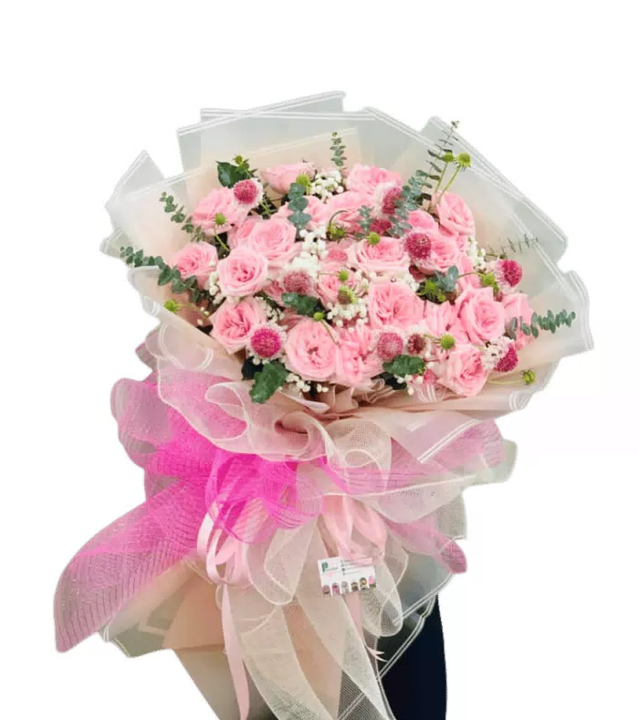 Bó hồng phấn, giấy lưới