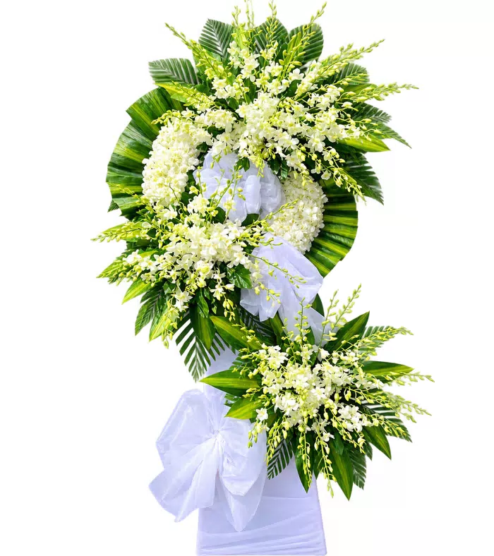 Kệ hoa viếng trắng xanh, vòng viếng trắng