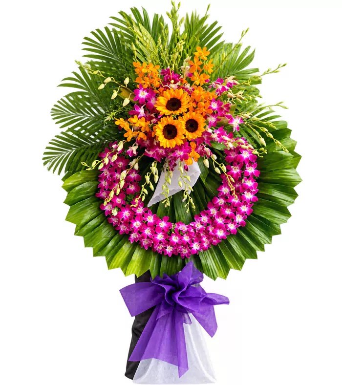 Kệ hoa viếng tím hướng dương