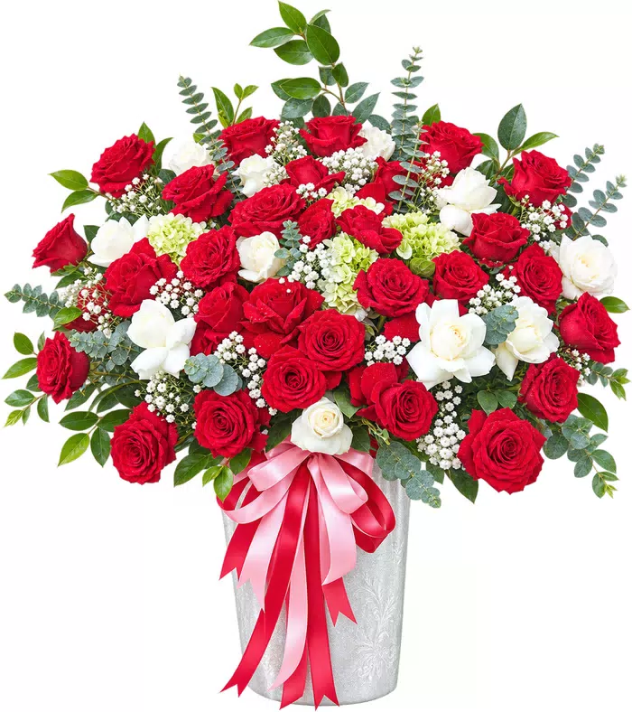 Bình hồng đỏ trắng