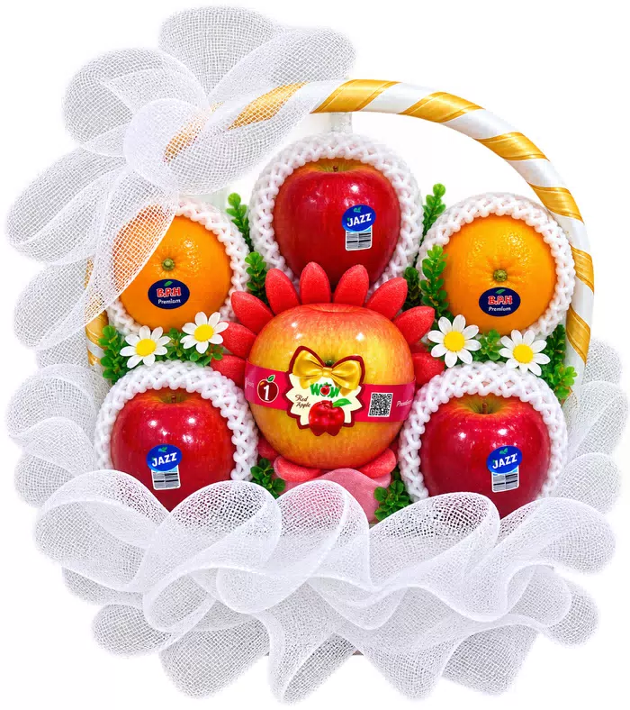 Giỏ trái cây nơ trắng