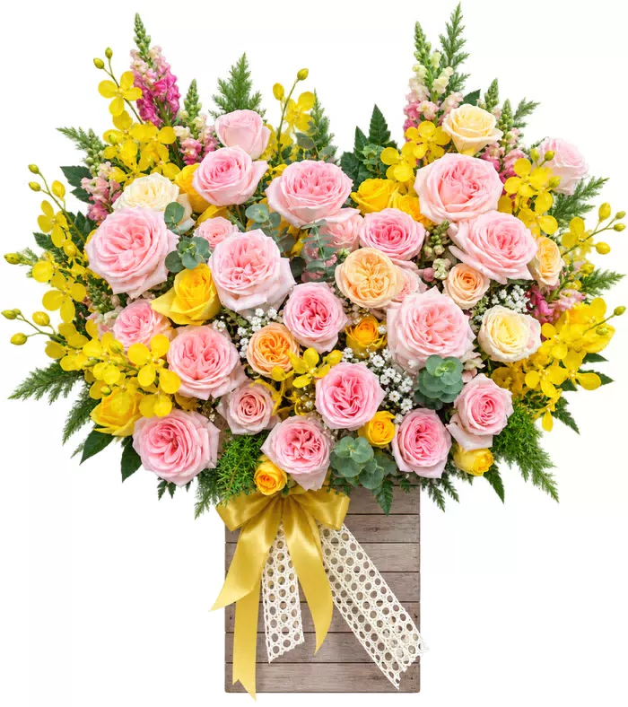 Giỏ hồng phấn vàng
