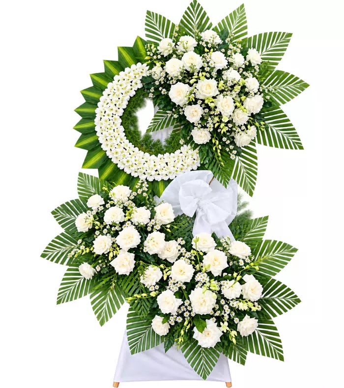 Kệ hoa viếng hồng trắng, vòng viếng lệch bên