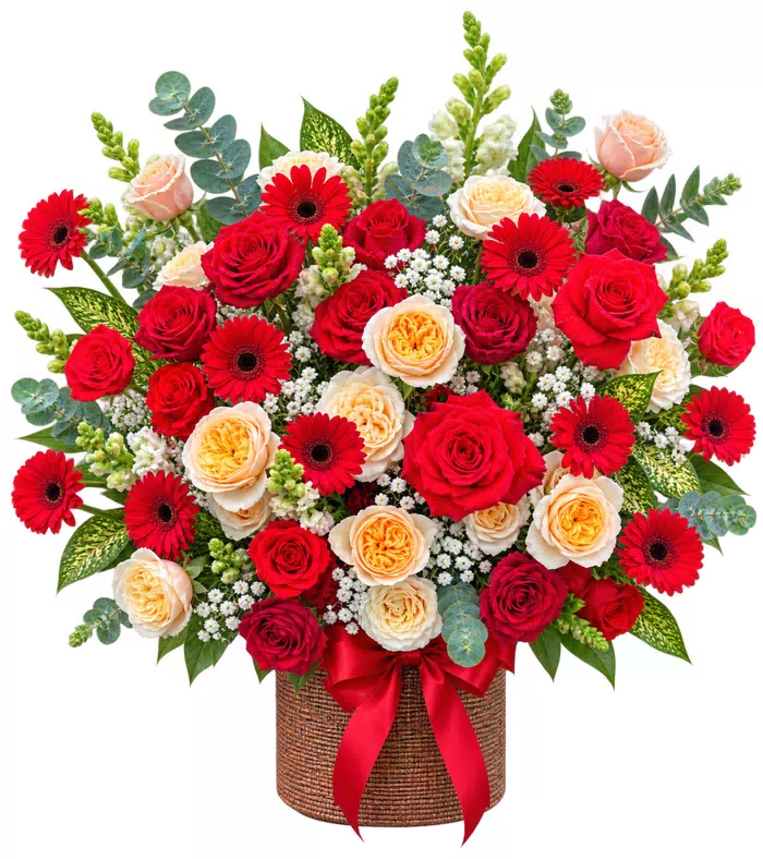 Hộp hồng đỏ đồng tiền