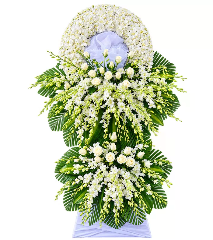 Kệ hoa viếng hồng trắng, vòng viếng sáng màu