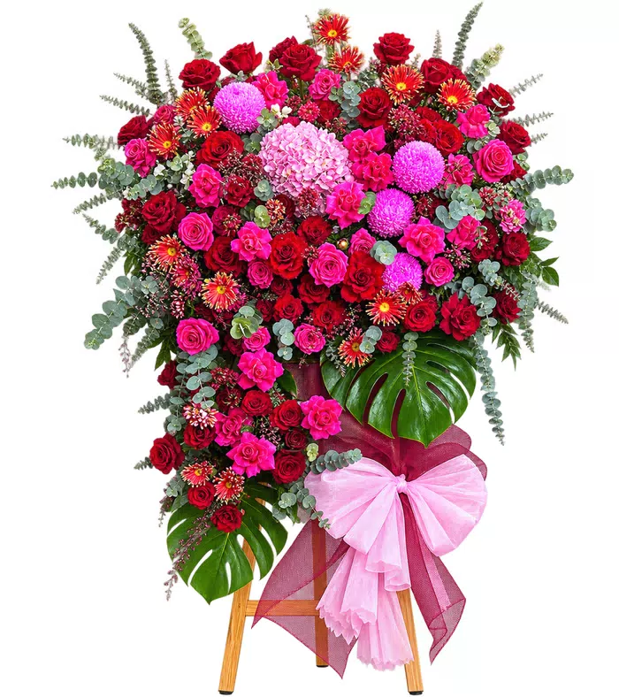 Kệ khai trương hồng tím dáng dài