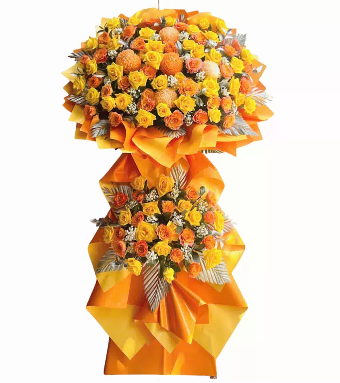 Kệ khai trương cam phối vàng