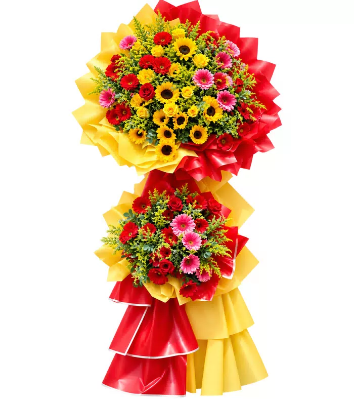 Kệ khai trương hướng dương đỏ vàng