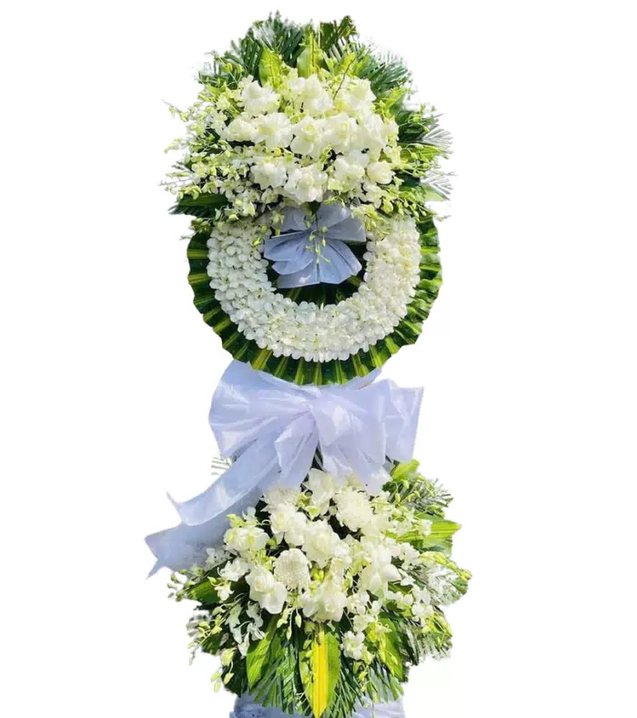 Kệ hoa viếng trắng vàng, hoa cúc trắng